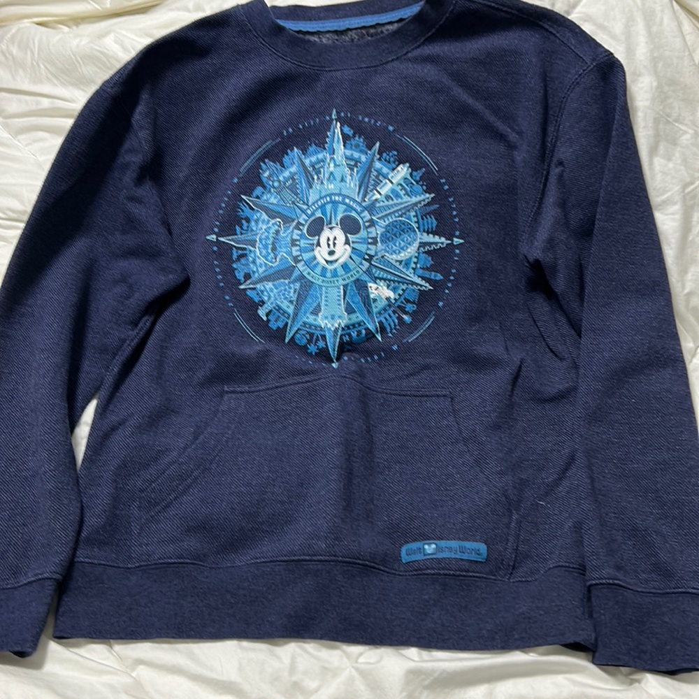 Demin colored Mickey Mouse compass sweatshirt